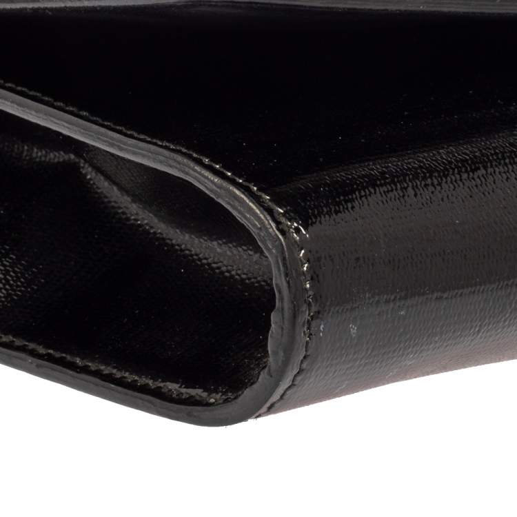 Pre Owned Yves Saint Laurent Black Patent Leather Y-Ligne Clutch