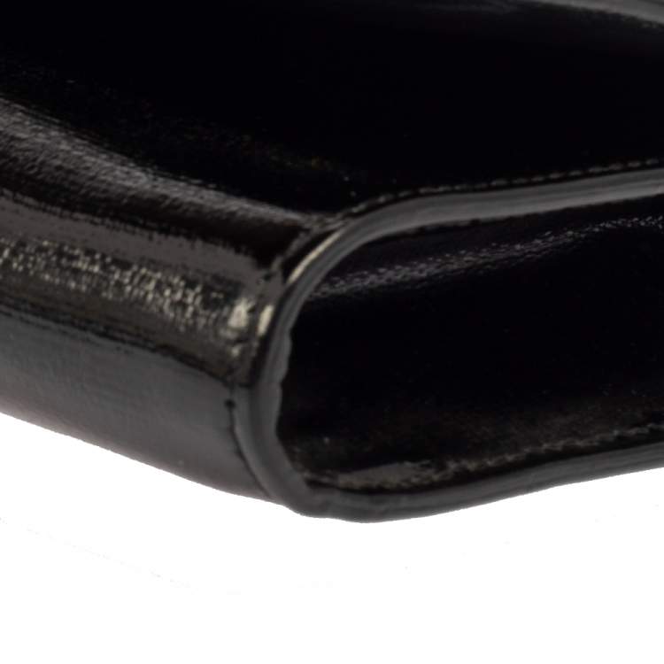 Pre Owned Yves Saint Laurent Black Patent Leather Y-Ligne Clutch