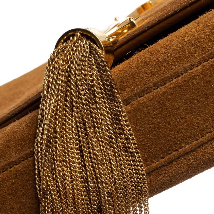 Pre Owned Saint Laurent Tan Suede Small Kate Tassel Chain Shoulder Bag