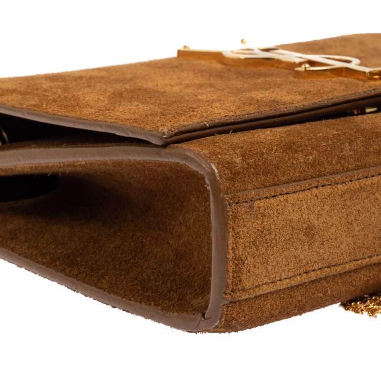 Pre Owned Saint Laurent Tan Suede Small Kate Tassel Chain Shoulder Bag