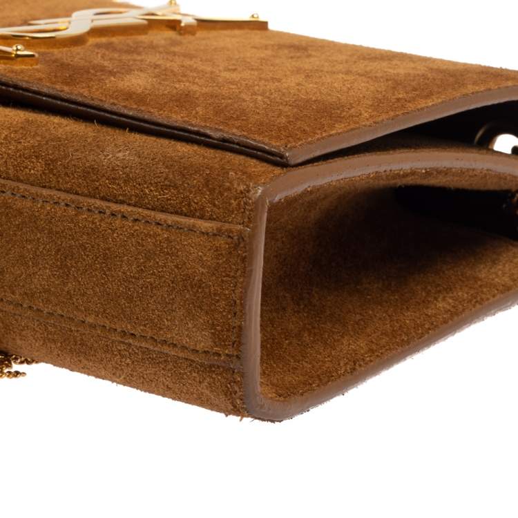 Pre Owned Saint Laurent Tan Suede Small Kate Tassel Chain Shoulder Bag