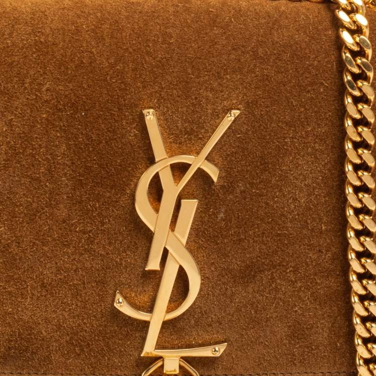 Pre Owned Saint Laurent Tan Suede Small Kate Tassel Chain Shoulder Bag