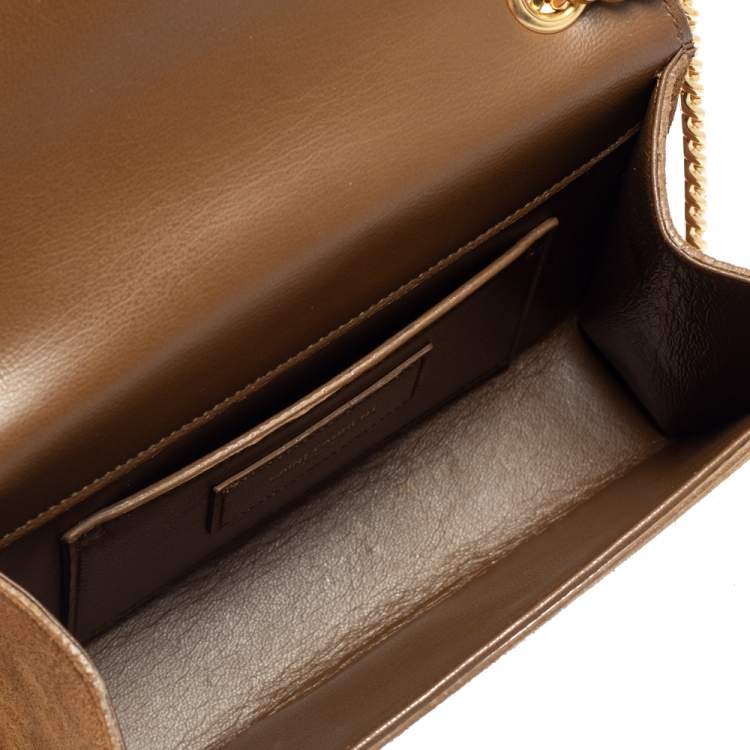 Pre Owned Saint Laurent Tan Suede Small Kate Tassel Chain Shoulder Bag
