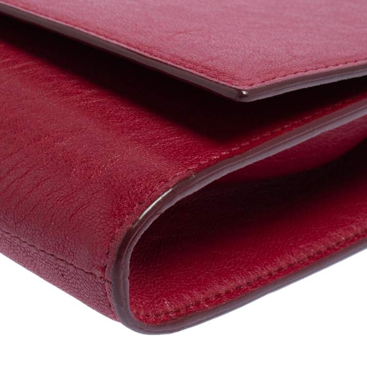 Pre Owned Yves Saint Laurent Red Leather Y-Ligne Clutch