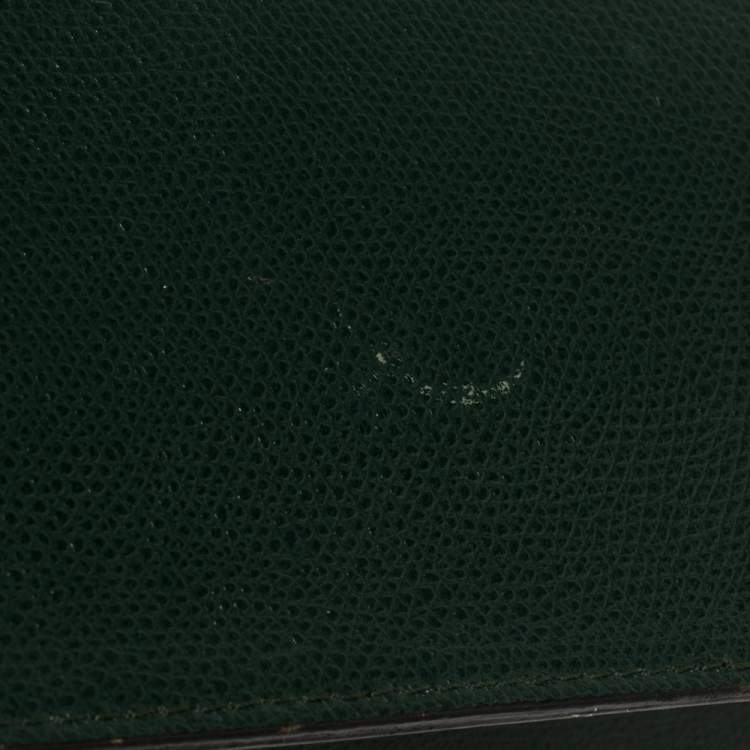 Pre Owned Yves Saint Laurent Green Leather Y Studded Flap Shoulder Bag