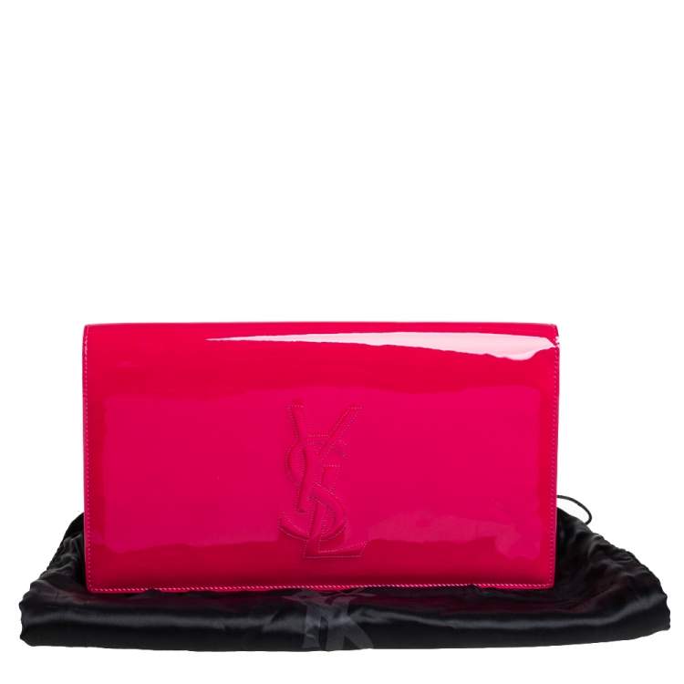 Pre Owned Yves Saint Laurent Fuchsia Patent Leather Belle De Jour Clutch