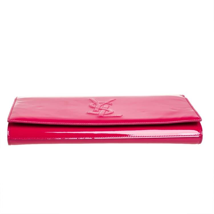 Pre Owned Yves Saint Laurent Fuchsia Patent Leather Belle De Jour Clutch