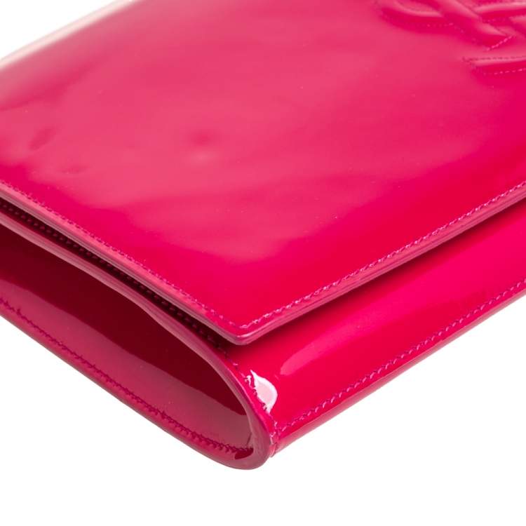 Pre Owned Yves Saint Laurent Fuchsia Patent Leather Belle De Jour Clutch