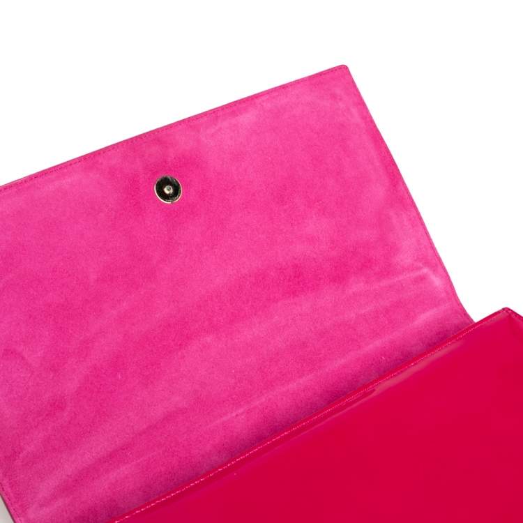 Pre Owned Yves Saint Laurent Fuchsia Patent Leather Belle De Jour Clutch