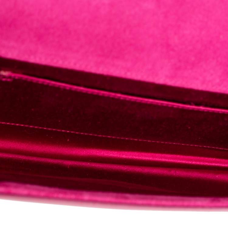 Pre Owned Yves Saint Laurent Fuchsia Patent Leather Belle De Jour Clutch