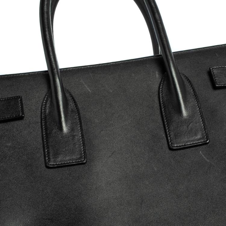 Pre Owned Saint Laurent Paris Black Leather Medium Sac De Jour Tote