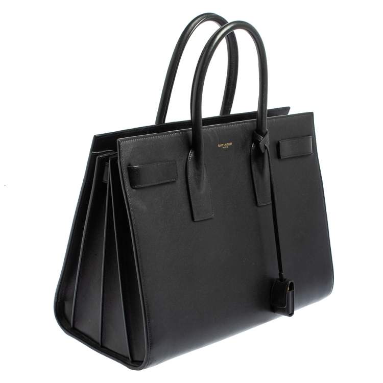 Pre Owned Saint Laurent Paris Black Leather Medium Sac De Jour Tote