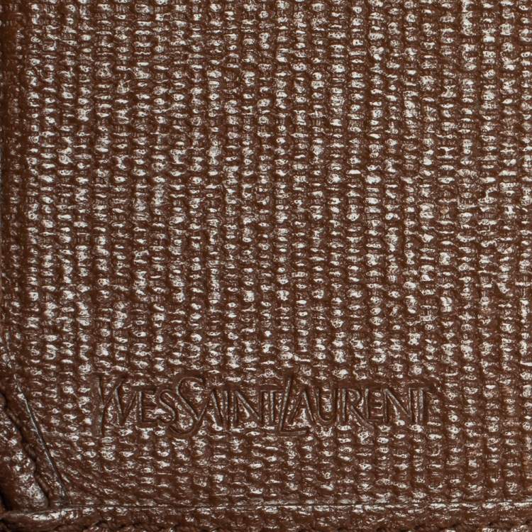Pre Owned Yves Saint Laurent Brown Leather Y Ligne Flap Continental Wallet