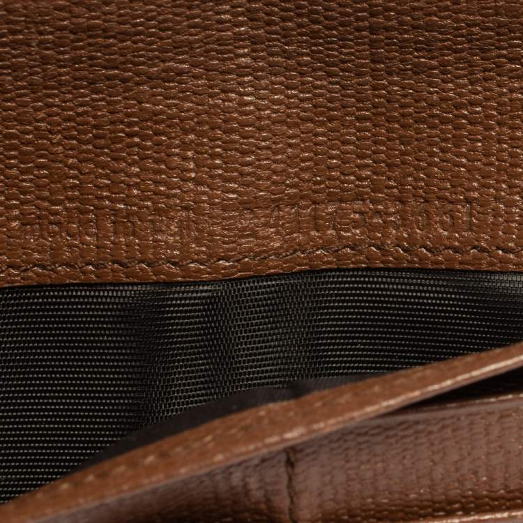 Pre Owned Yves Saint Laurent Brown Leather Y Ligne Flap Continental Wallet