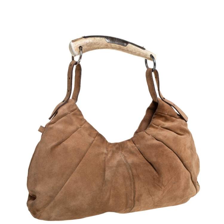 Pre Owned Yves Saint Laurent Brown Suede Mombasa Hobo