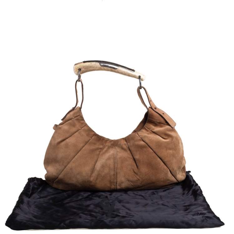 Pre Owned Yves Saint Laurent Brown Suede Mombasa Hobo