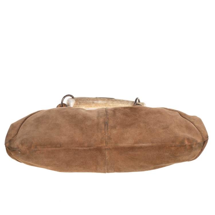 Pre Owned Yves Saint Laurent Brown Suede Mombasa Hobo
