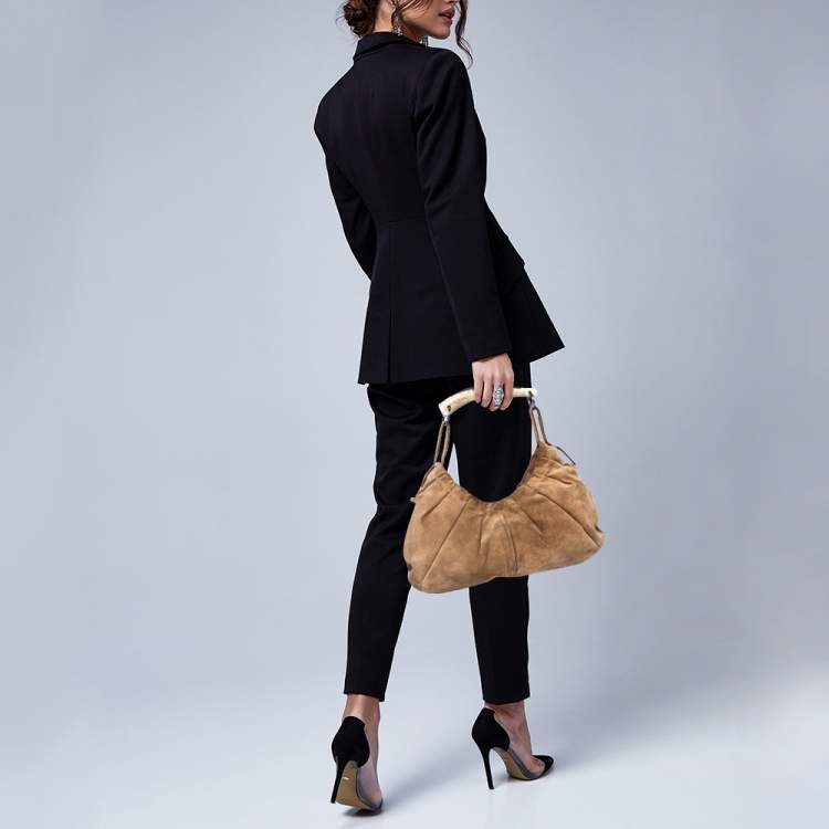 Pre Owned Yves Saint Laurent Brown Suede Mombasa Hobo