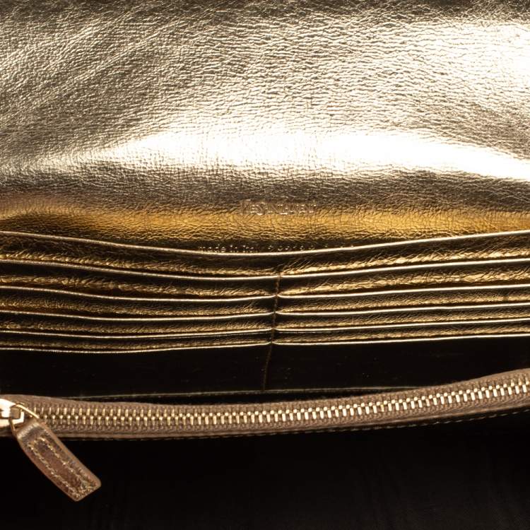 Pre Owned Yves Saint Laurent Metallic Gold Leather Belle De Jour Chain Clutch
