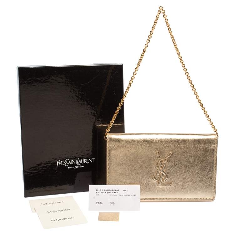 Pre Owned Yves Saint Laurent Metallic Gold Leather Belle De Jour Chain Clutch