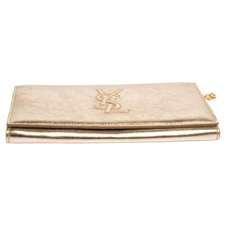 Pre Owned Yves Saint Laurent Metallic Gold Leather Belle De Jour Chain Clutch