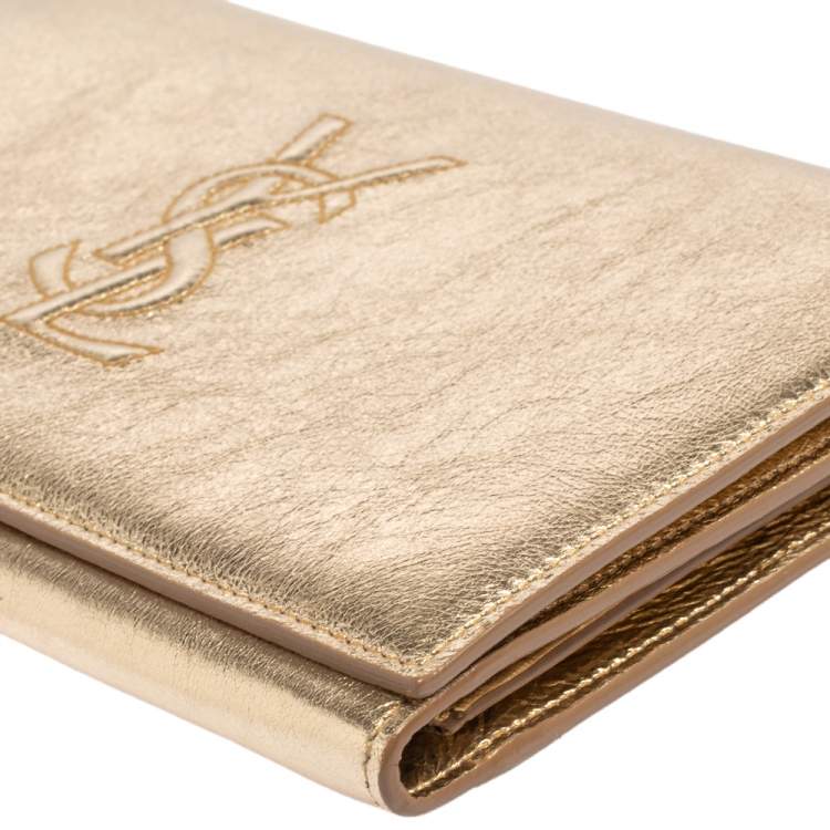 Pre Owned Yves Saint Laurent Metallic Gold Leather Belle De Jour Chain Clutch