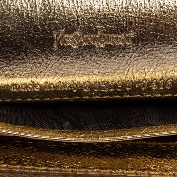 Pre Owned Yves Saint Laurent Metallic Gold Leather Belle De Jour Chain Clutch
