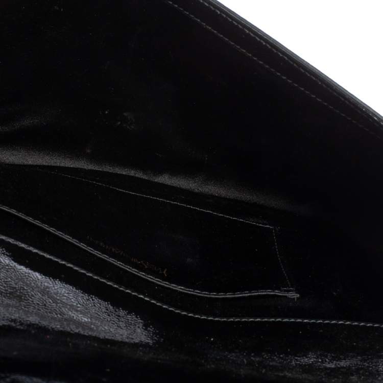 Pre Owned Yves Saint Laurent Black Patent Leather Belle De Jour Clutch