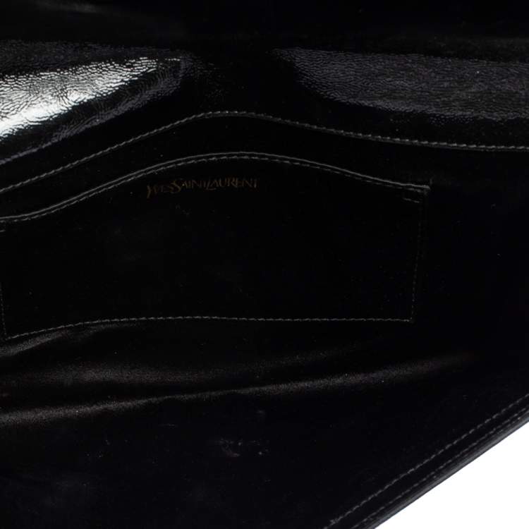 Pre Owned Yves Saint Laurent Black Patent Leather Belle De Jour Clutch