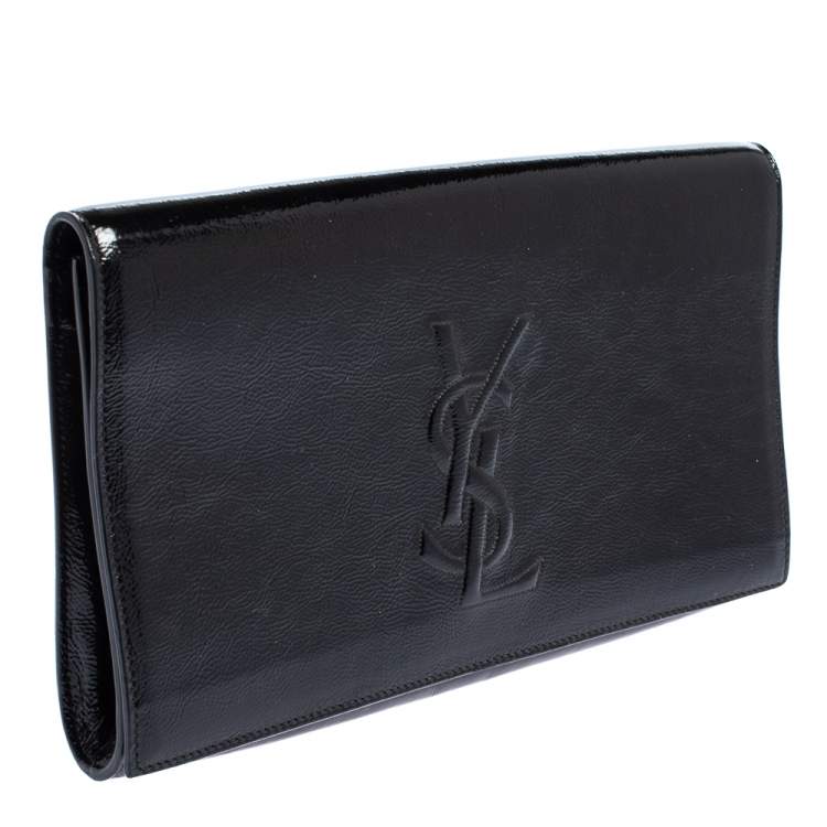 Pre Owned Yves Saint Laurent Black Patent Leather Belle De Jour Clutch
