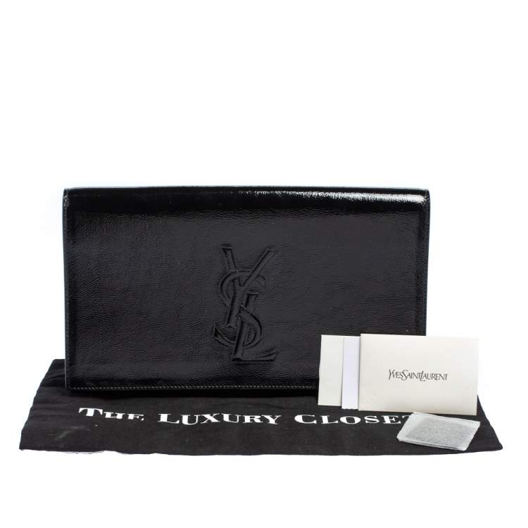 Pre Owned Yves Saint Laurent Black Patent Leather Belle De Jour Clutch