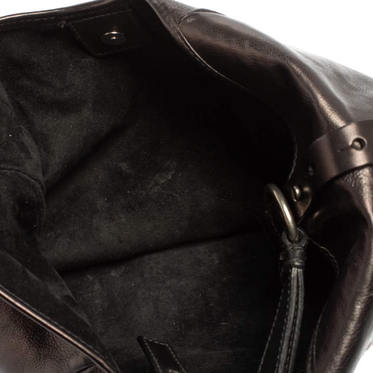 Pre Owned Yves Saint Laurent Metallic Black Leather Shangrila Mombasa Hobo