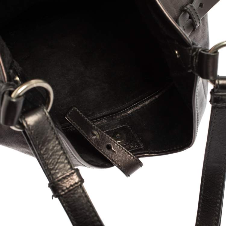 Pre Owned Yves Saint Laurent Metallic Black Leather Shangrila Mombasa Hobo