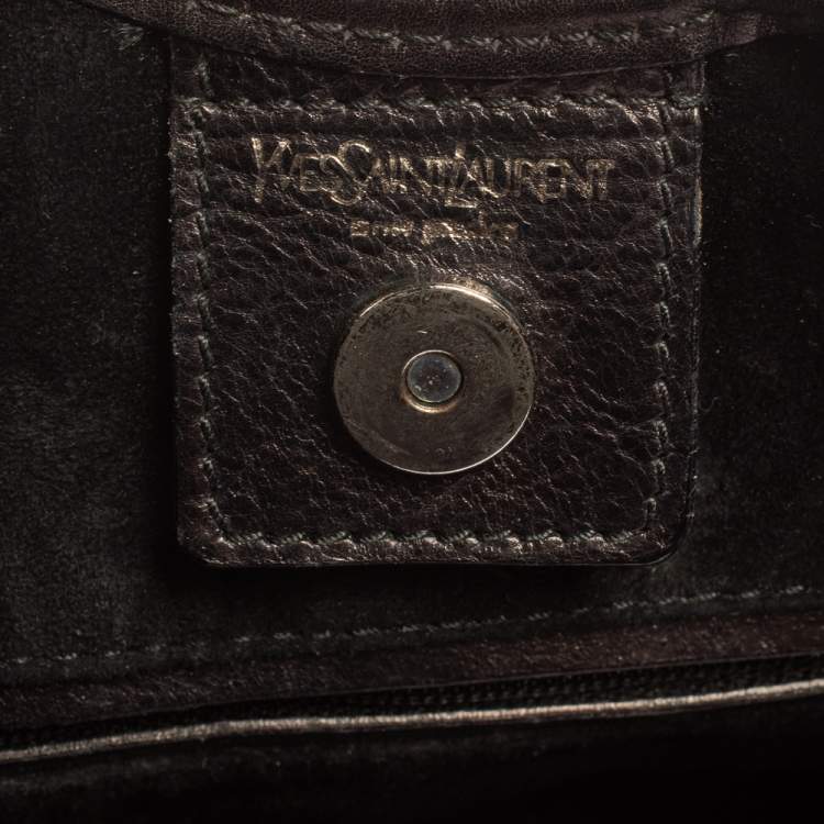 Pre Owned Yves Saint Laurent Metallic Black Leather Shangrila Mombasa Hobo
