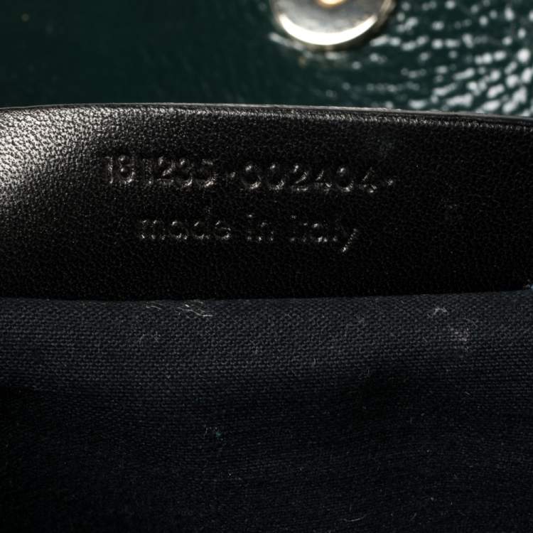 Pre Owned Yves Saint Laurent Green Croc Embossed Patent Leather Tribute Tote