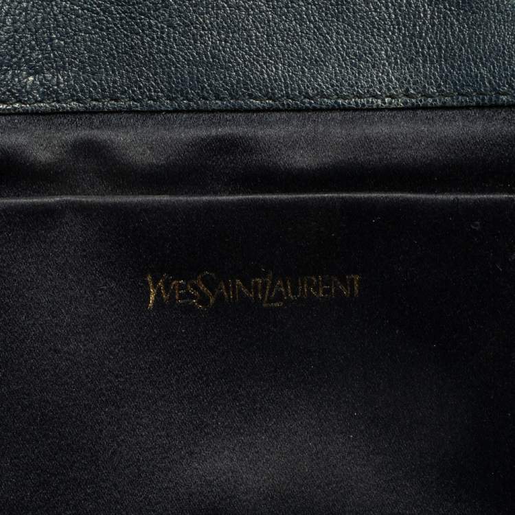 Pre Owned Yves Saint Laurent Blue Leather Y-Ligne Clutch
