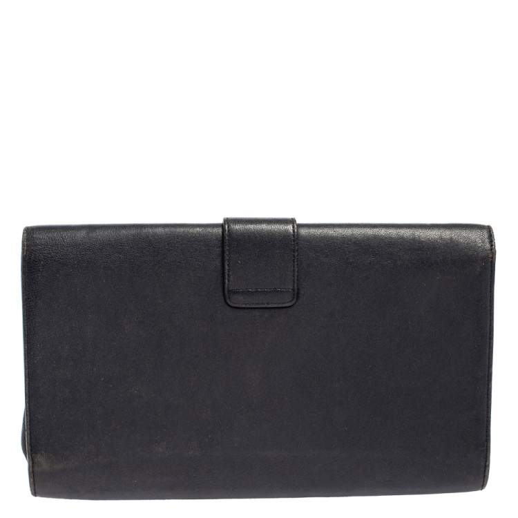 Pre Owned Yves Saint Laurent Blue Leather Y-Ligne Clutch