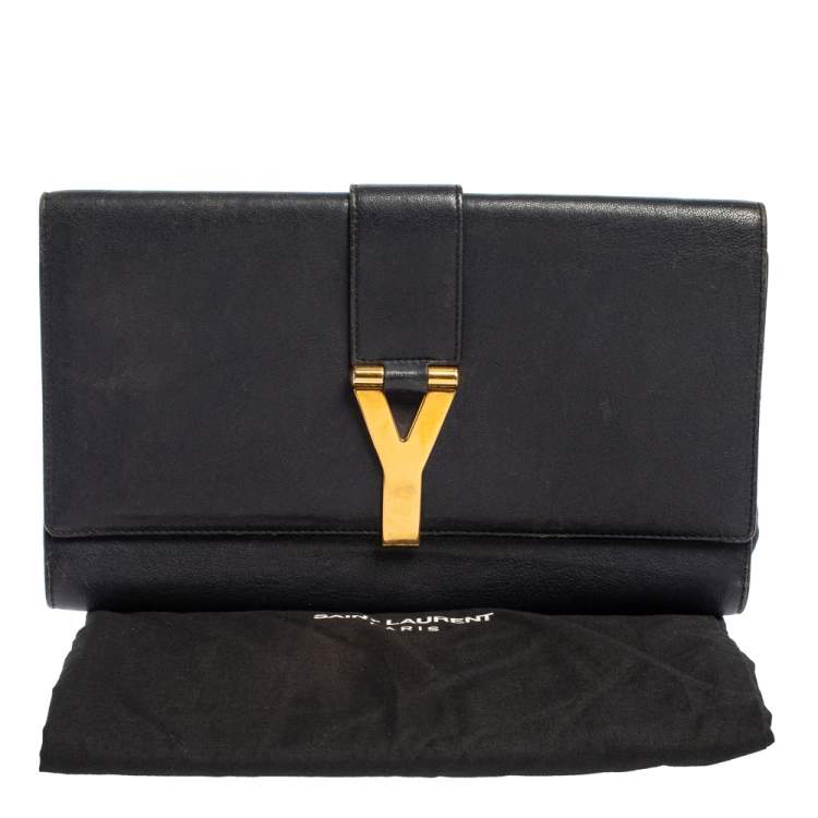 Pre Owned Yves Saint Laurent Blue Leather Y-Ligne Clutch