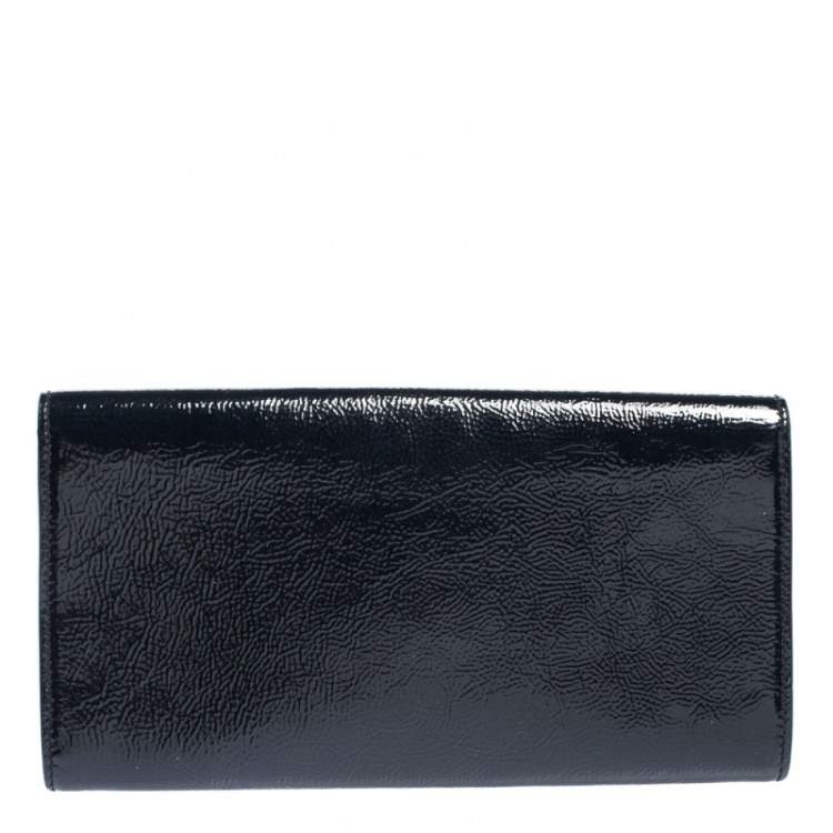 Pre Owned Yves Saint Laurent Dark Teal Patent Leather Belle De Jour Flap Clutch