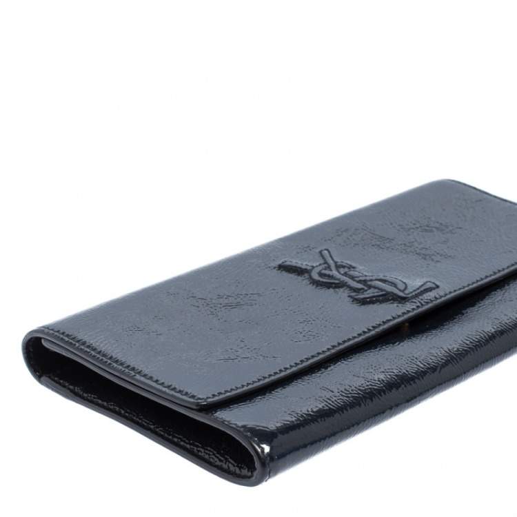 Pre Owned Yves Saint Laurent Dark Teal Patent Leather Belle De Jour Flap Clutch