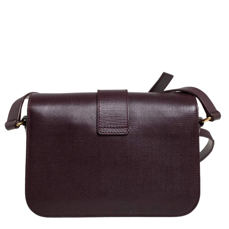 Pre Owned Yves Saint Laurent Dark Burgundy Leather Medium Chyc Flap Bag