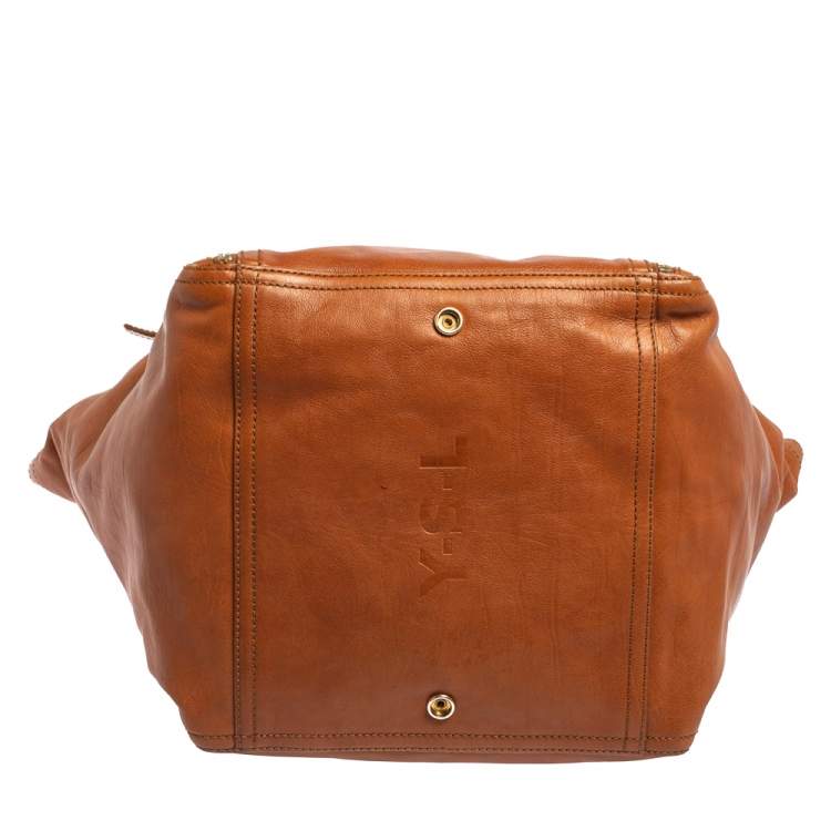 Pre Owned Yves Saint Laurent Brown Leather Large Downtown Tote