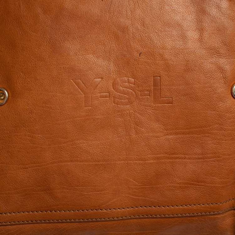 Pre Owned Yves Saint Laurent Brown Leather Large Downtown Tote