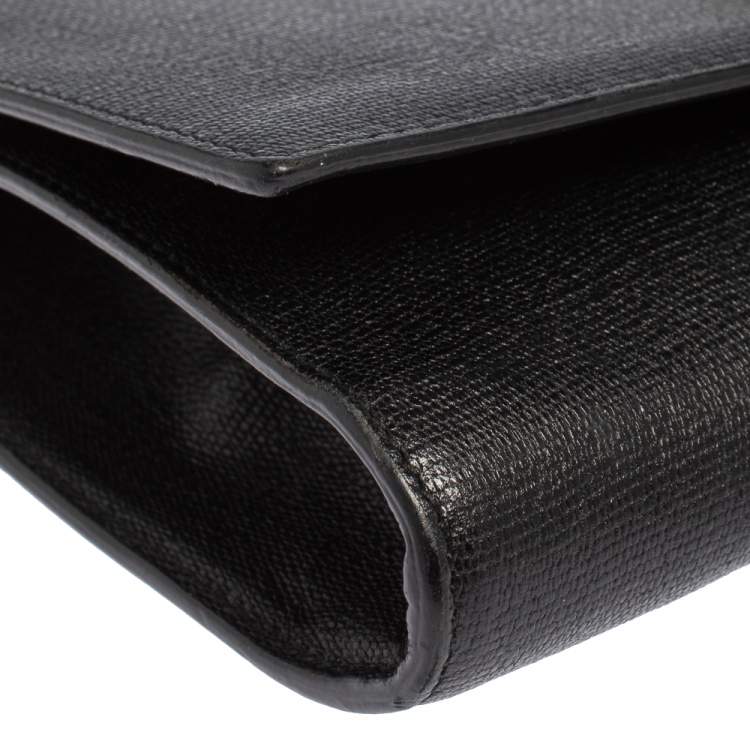 Pre Owned Yves Saint Laurent Black Leather Y-Ligne Clutch