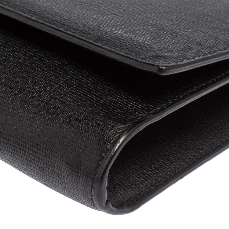 Pre Owned Yves Saint Laurent Black Leather Y-Ligne Clutch