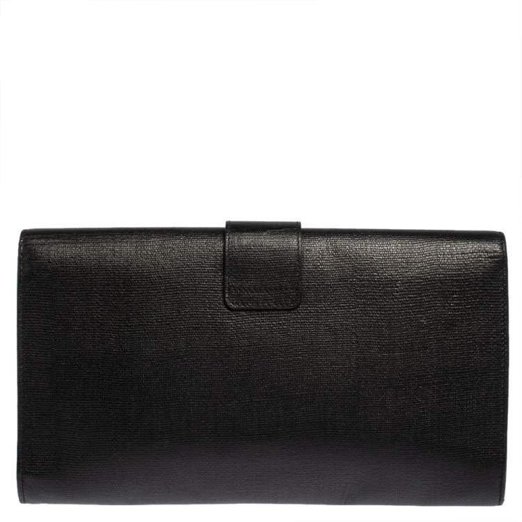 Pre Owned Yves Saint Laurent Black Leather Y-Ligne Clutch