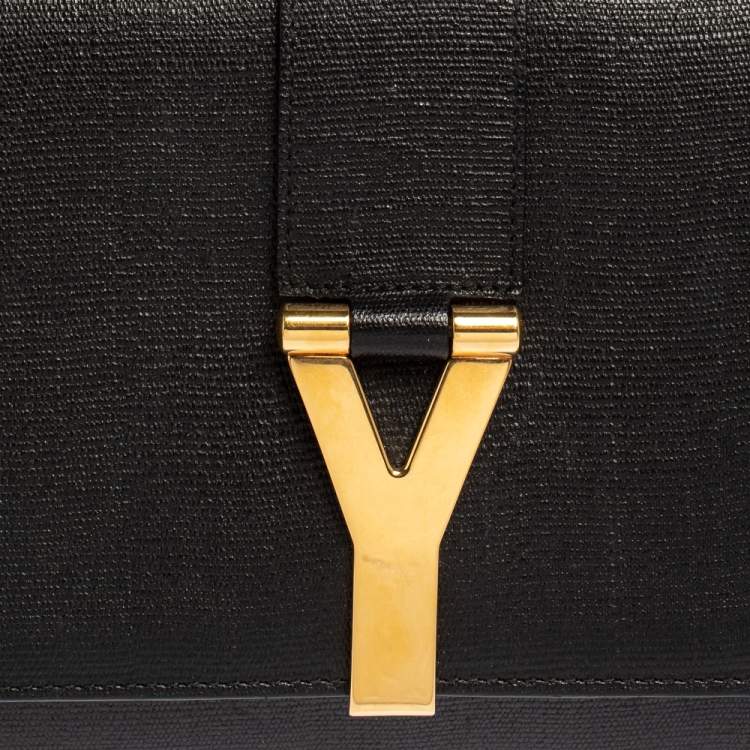 Pre Owned Yves Saint Laurent Black Leather Y-Ligne Clutch