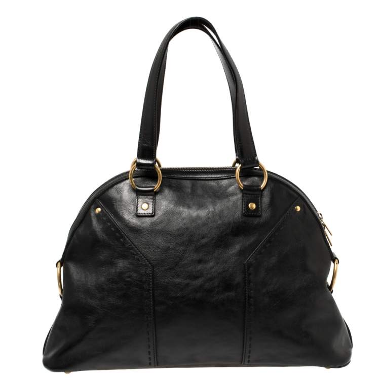 Pre Owned Yves Saint Laurent Black Leather Large Muse Bag