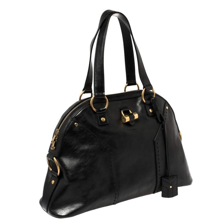 Pre Owned Yves Saint Laurent Black Leather Large Muse Bag