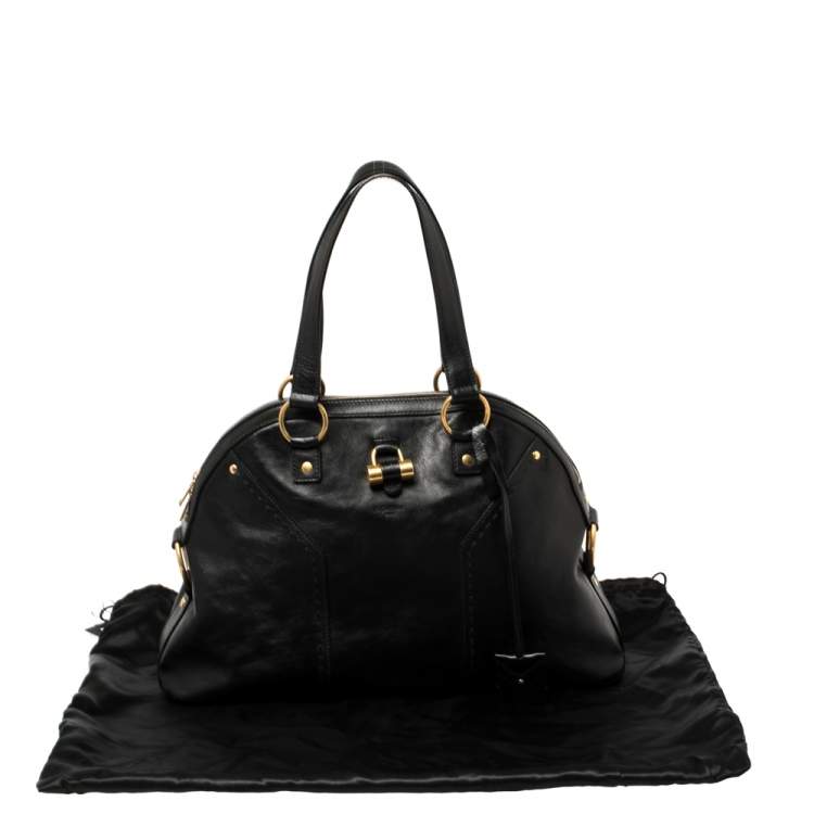 Pre Owned Yves Saint Laurent Black Leather Large Muse Bag